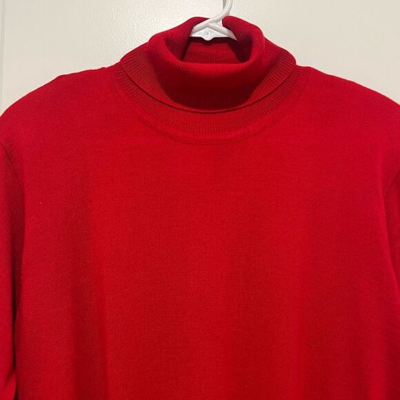 Vintage Bogner Women’s Wool Blend Turtleneck Sweater Cherry Red Sz Large Skiwear - Picture 2 of 10